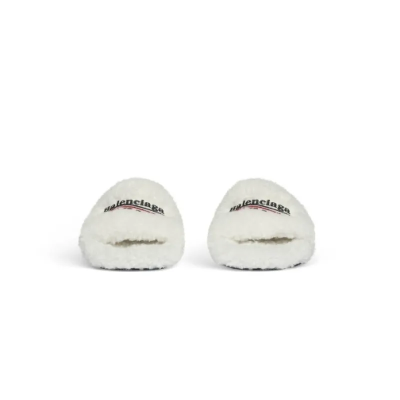 Balenciaga Furry Slide White 