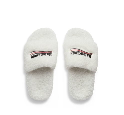 Balenciaga Furry Slide White 