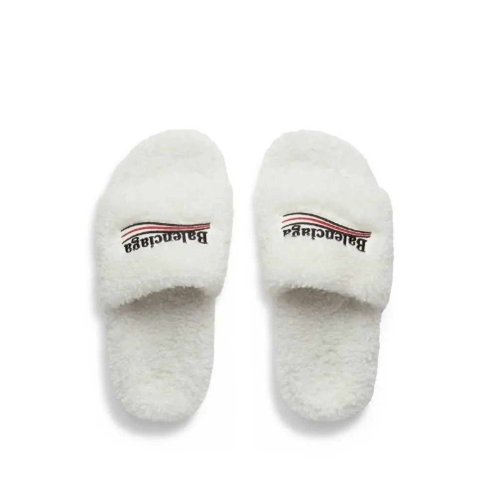 Balenciaga Furry Slide White 
