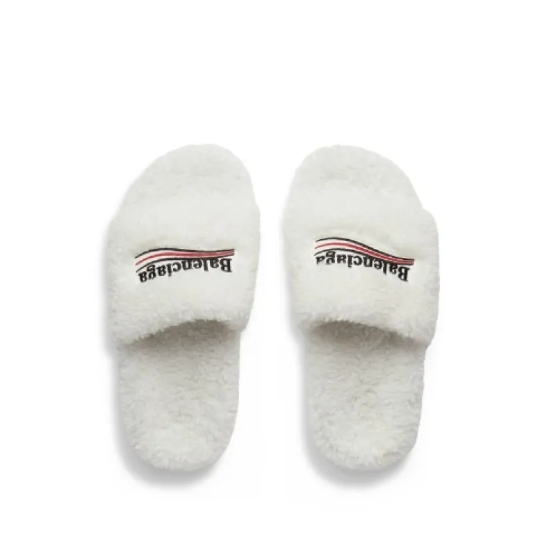 Balenciaga Furry Slide White 