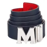 Top quality MCM Claus M Reversible Belt Visetos Monogram Red/Silver