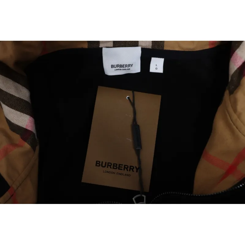 Top Quality Burberry 22FW B Label Plaid Hooded Zip Hooded Sweatshirt 