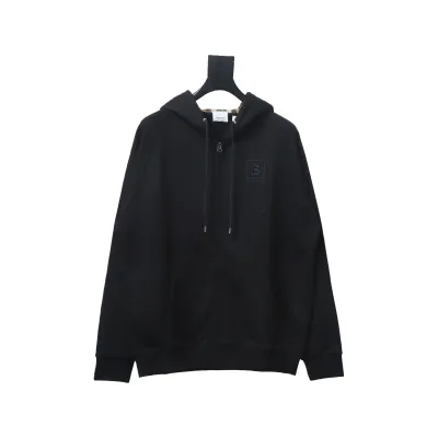Top Quality Burberry 22FW B Label Plaid Hooded Zip Hooded Sweatshirt  01