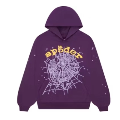 Top Quality Sp5der Star OG Web V2 Hoodie Purple  01