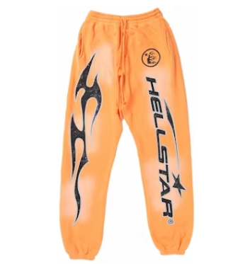 Top Quality     Hellstar Fire Orange Closed Elastic Bottom Sweatpants Orange Dye