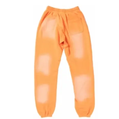 Top Quality Hellstar Fire Orange Closed Elastic Bottom Sweatpants Orange Dye 02