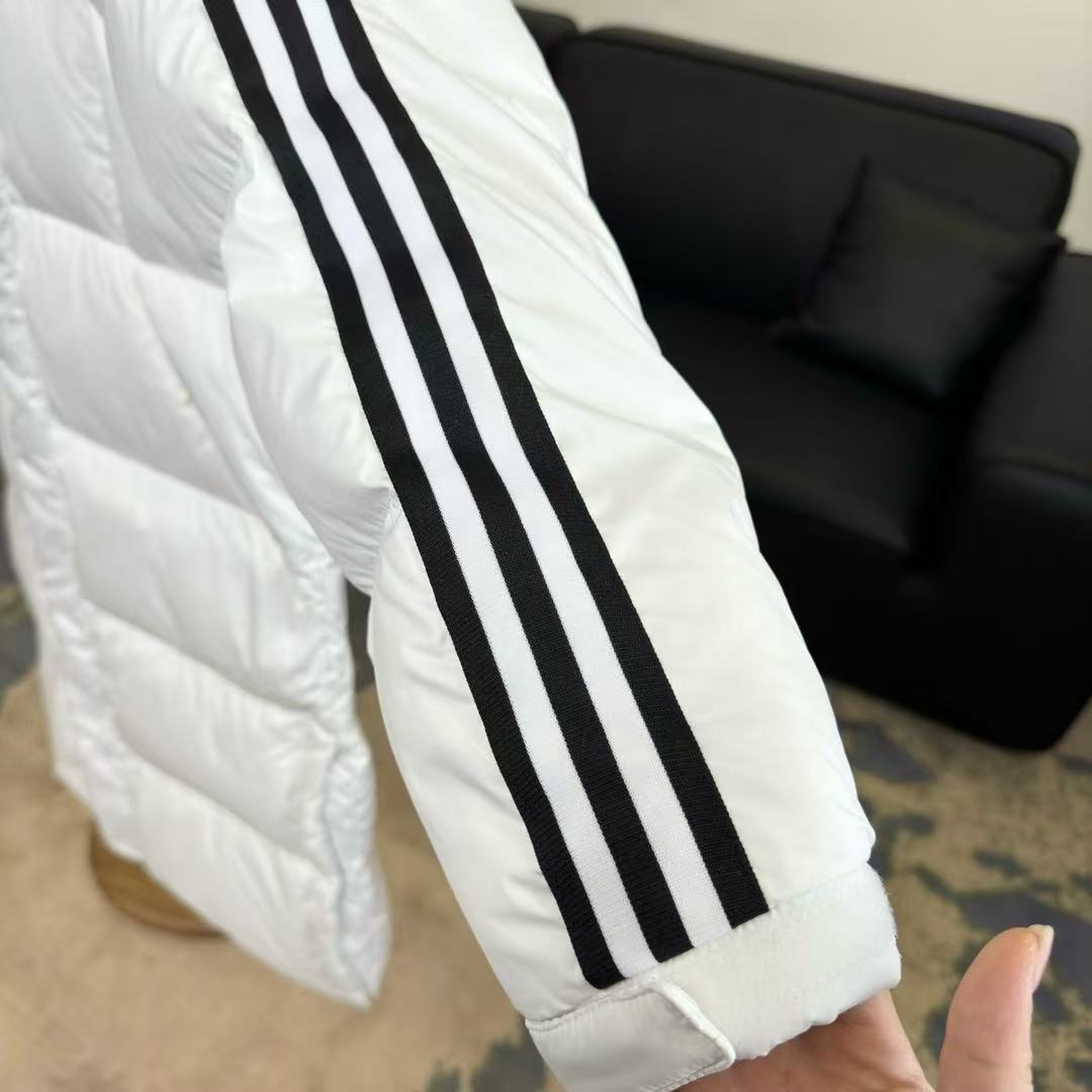 Top Quality    ADIDAS 3ST Long Coat Outdoor Sports Hooded Stay Warm Down Jacket white 