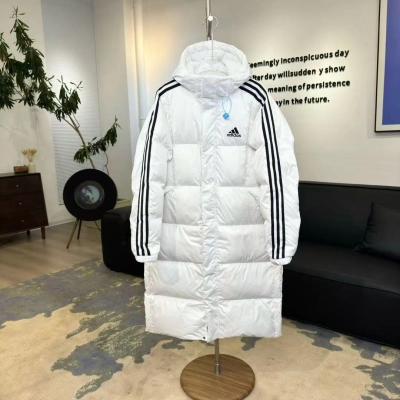 ADIDAS 3ST Long Coat Outdoor Sports Hooded Stay Warm Down Jacket white  02