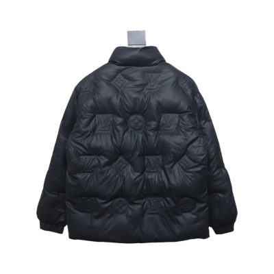 Top Quality Louis Vuitton Embossed Zip Down Jacket Black 02