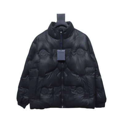 Top Quality Louis Vuitton Embossed Zip Down Jacket Black 01