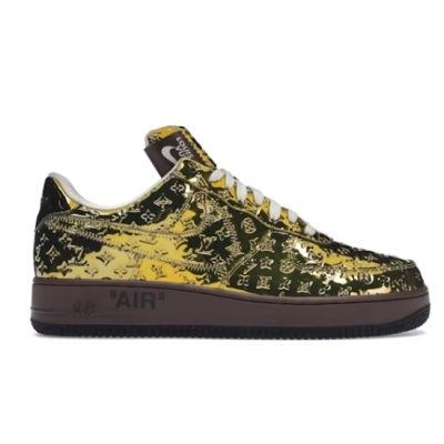 Louis Vuitton Nike Air Force 1 Low By Virgil Abloh Metallic Gold 02