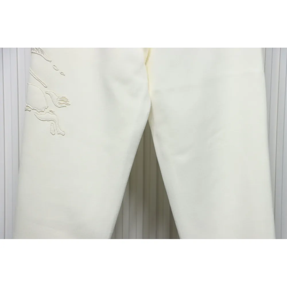 Top Quality Burberry Embroidered Logo Sweatpants White 
