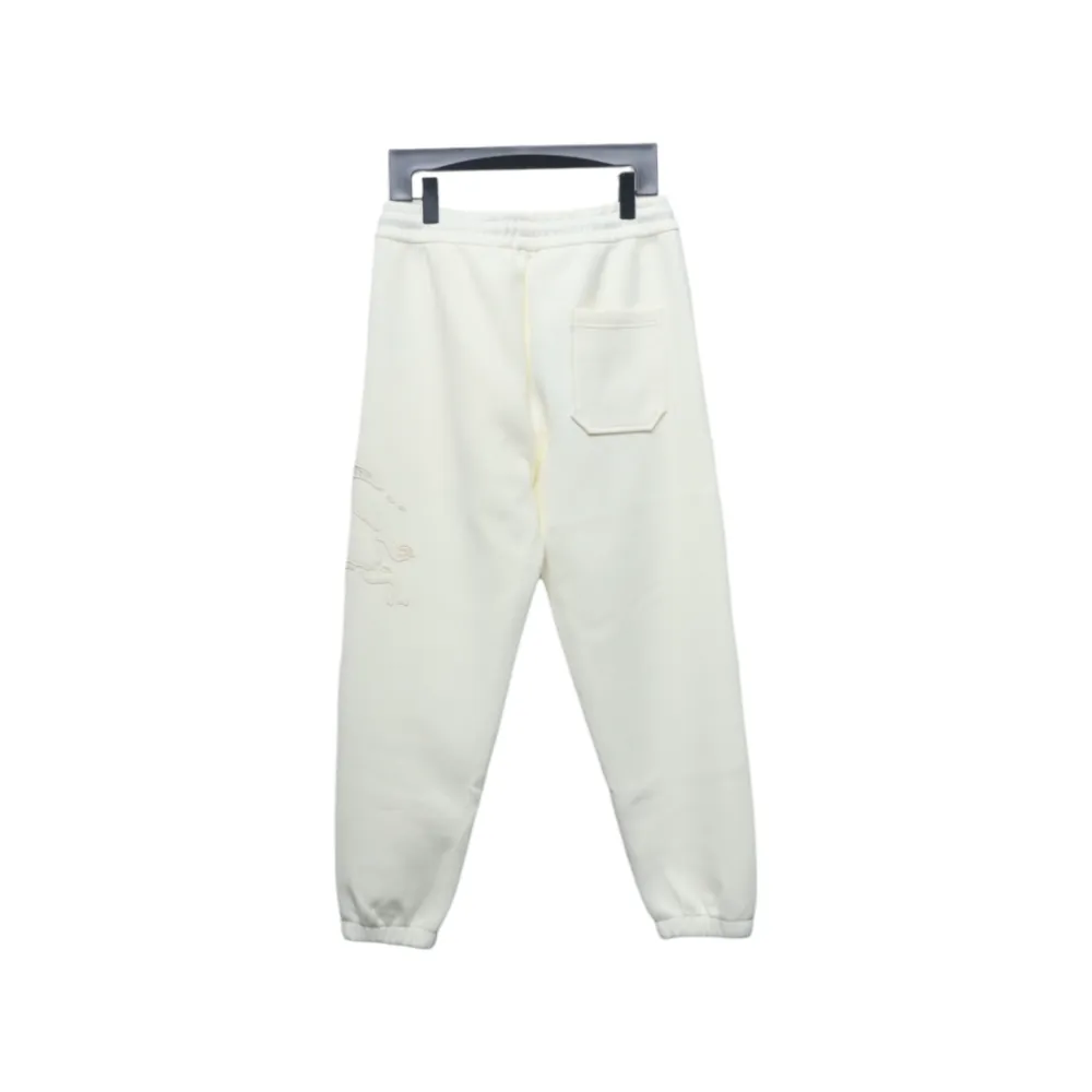 Top Quality Burberry Embroidered Logo Sweatpants White 