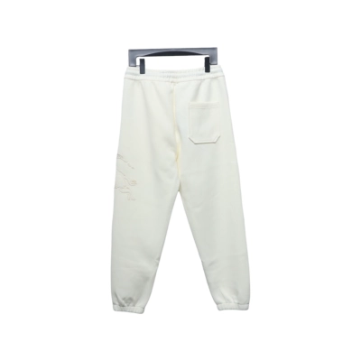 Top Quality Burberry Embroidered Logo Sweatpants White  02