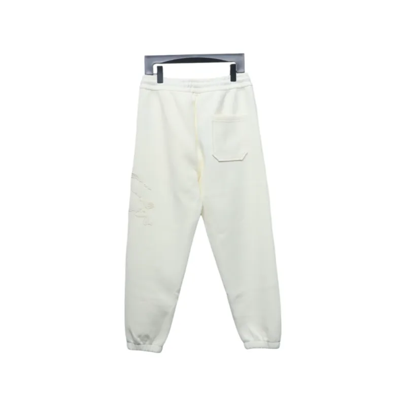 Top Quality Burberry Embroidered Logo Sweatpants White 