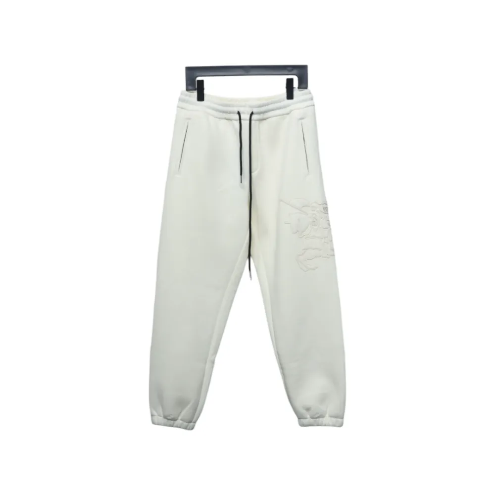 Top Quality Burberry Embroidered Logo Sweatpants White 