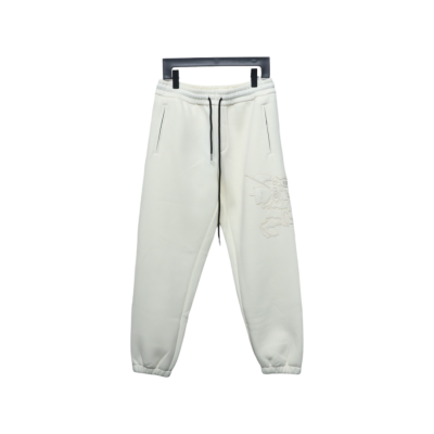 Top Quality Burberry Embroidered Logo Sweatpants White  01