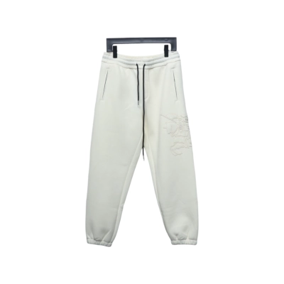 Top Quality Burberry Embroidered Logo Sweatpants White  01