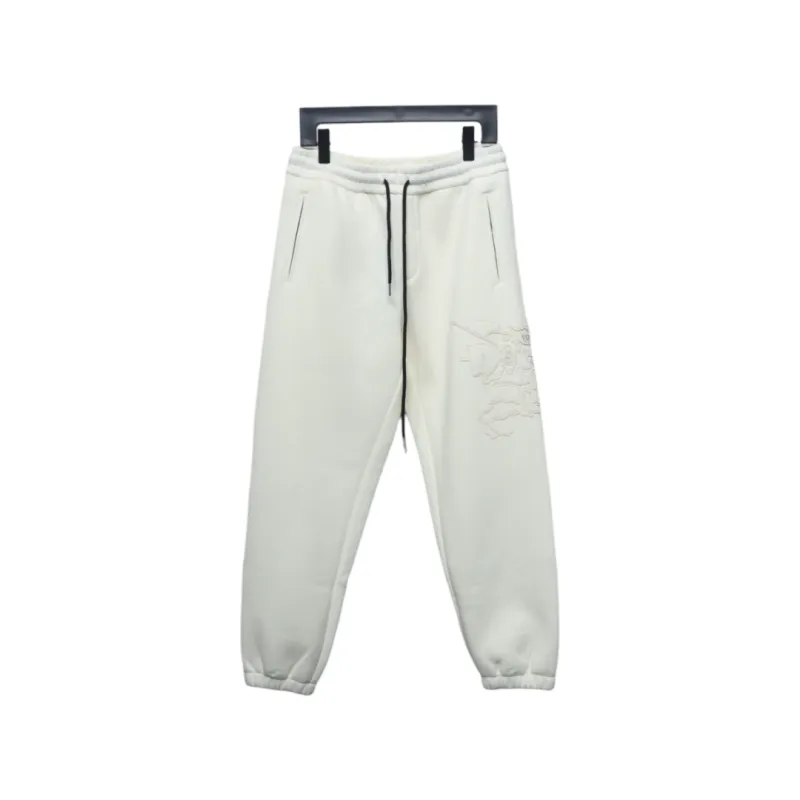 Top Quality Burberry Embroidered Logo Sweatpants White 
