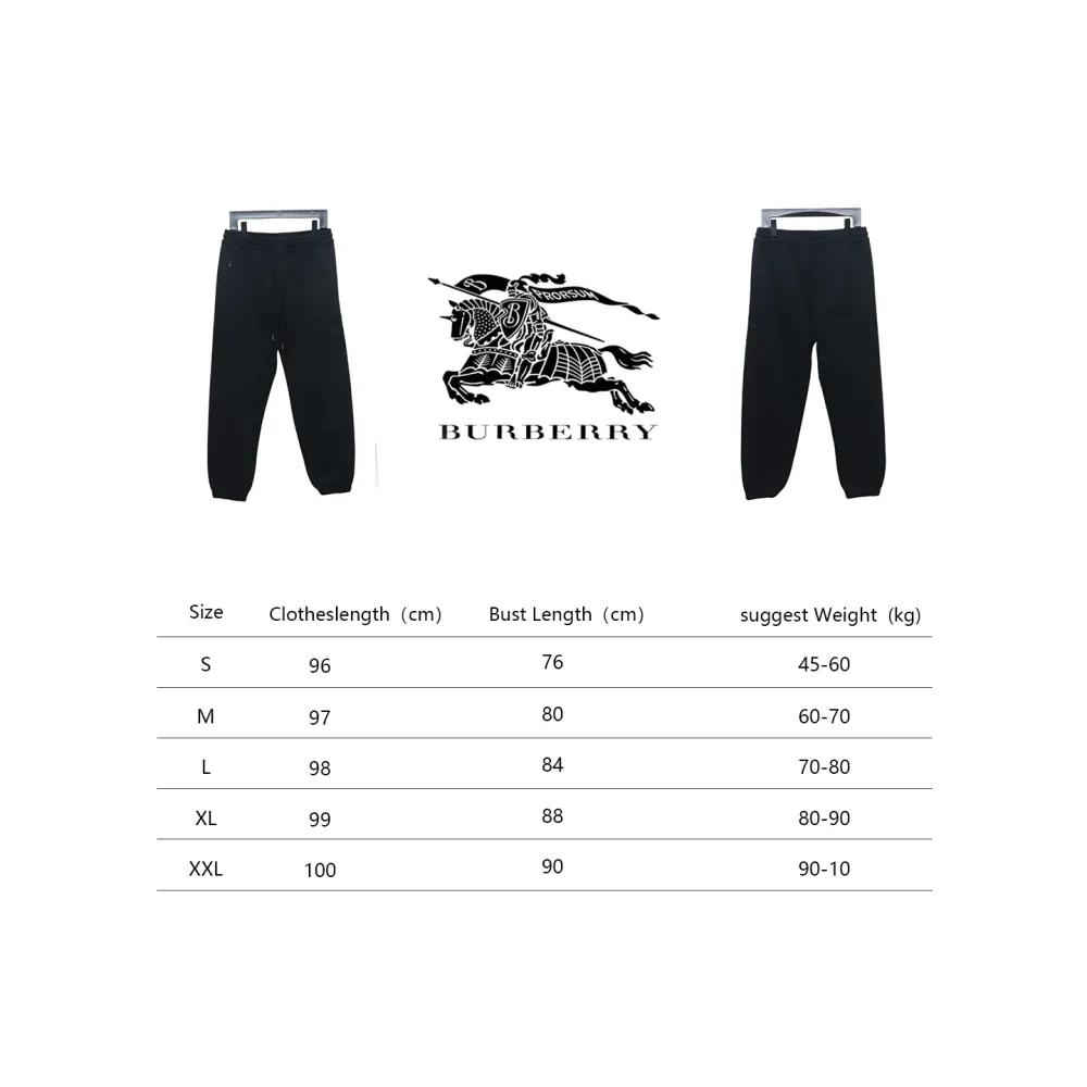 Top Quality Burberry Embroidered Logo Sweatpants Black 