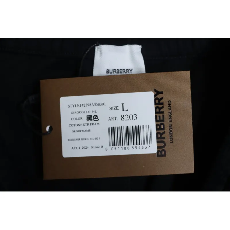 Top Quality Burberry Embroidered Logo Sweatpants Black 