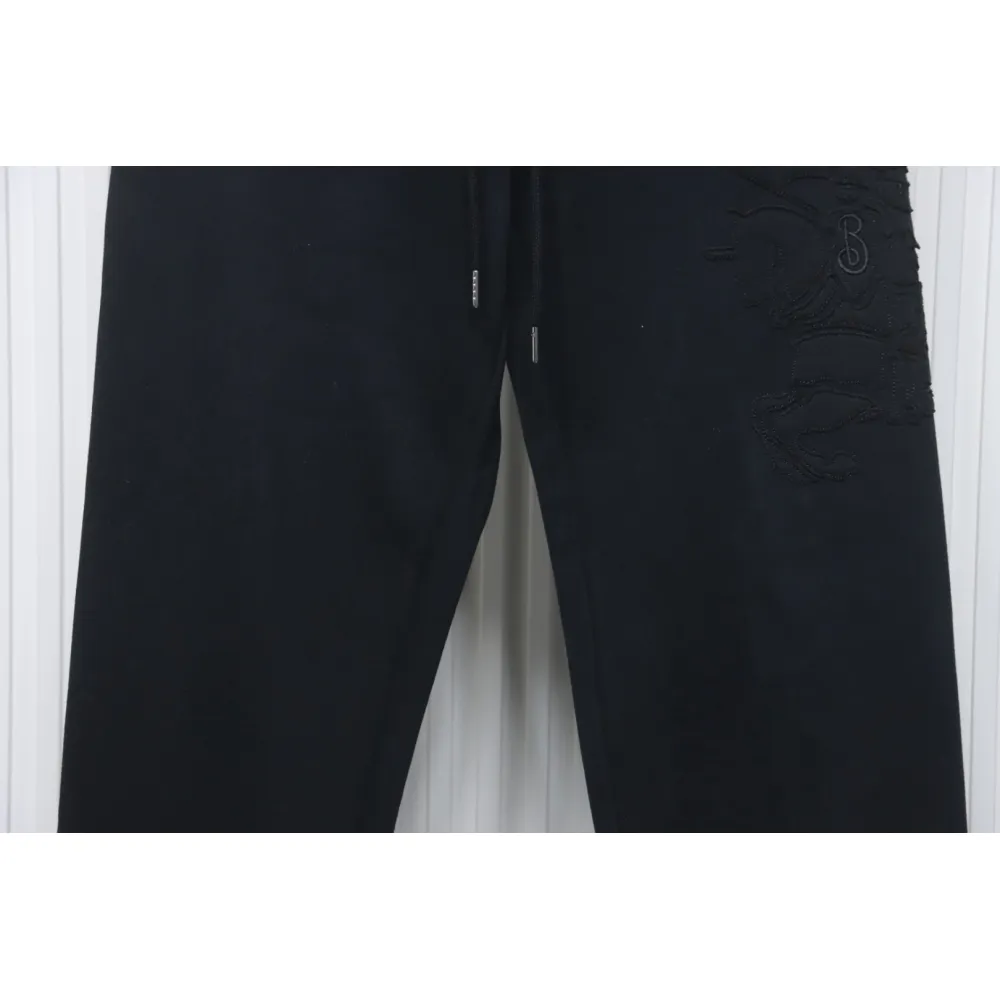 Top Quality Burberry Embroidered Logo Sweatpants Black 