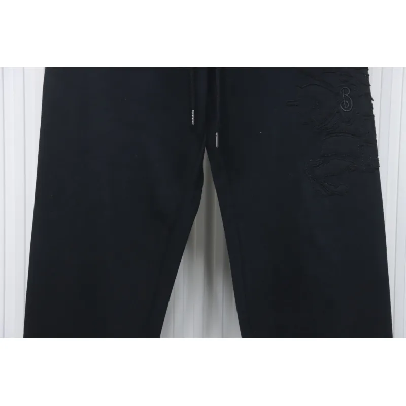 Top Quality Burberry Embroidered Logo Sweatpants Black 