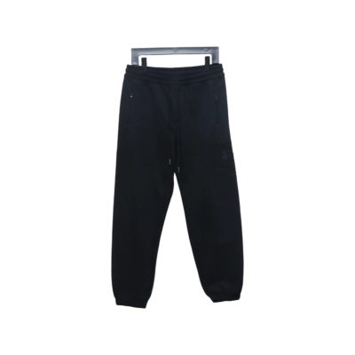 Top Quality Burberry Embroidered Logo Sweatpants Black  01