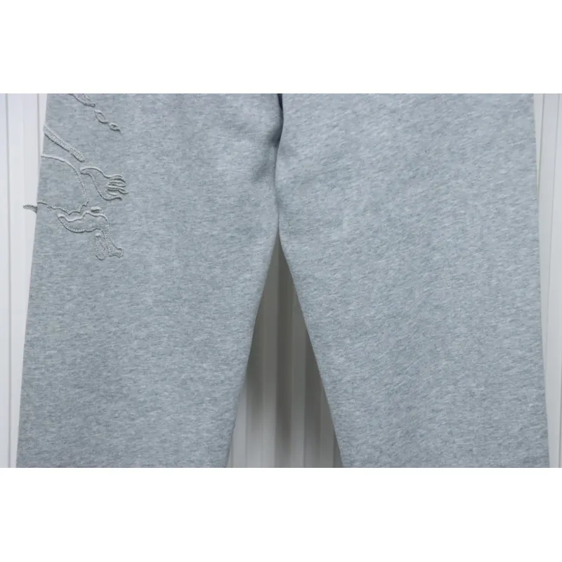Top Quality Burberry Embroidered Logo Sweatpants Grey 