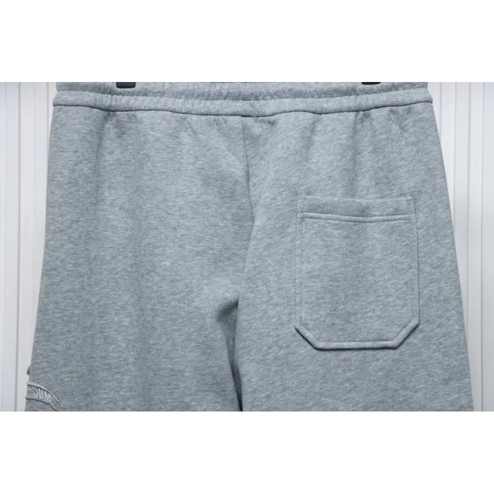 Top Quality Burberry Embroidered Logo Sweatpants Grey 