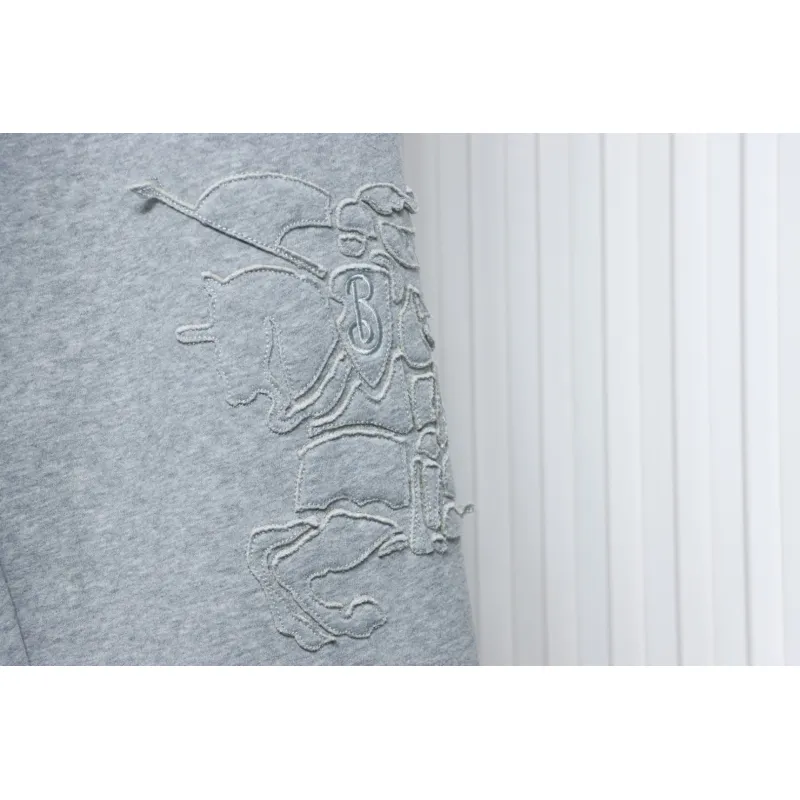 Top Quality Burberry Embroidered Logo Sweatpants Grey 