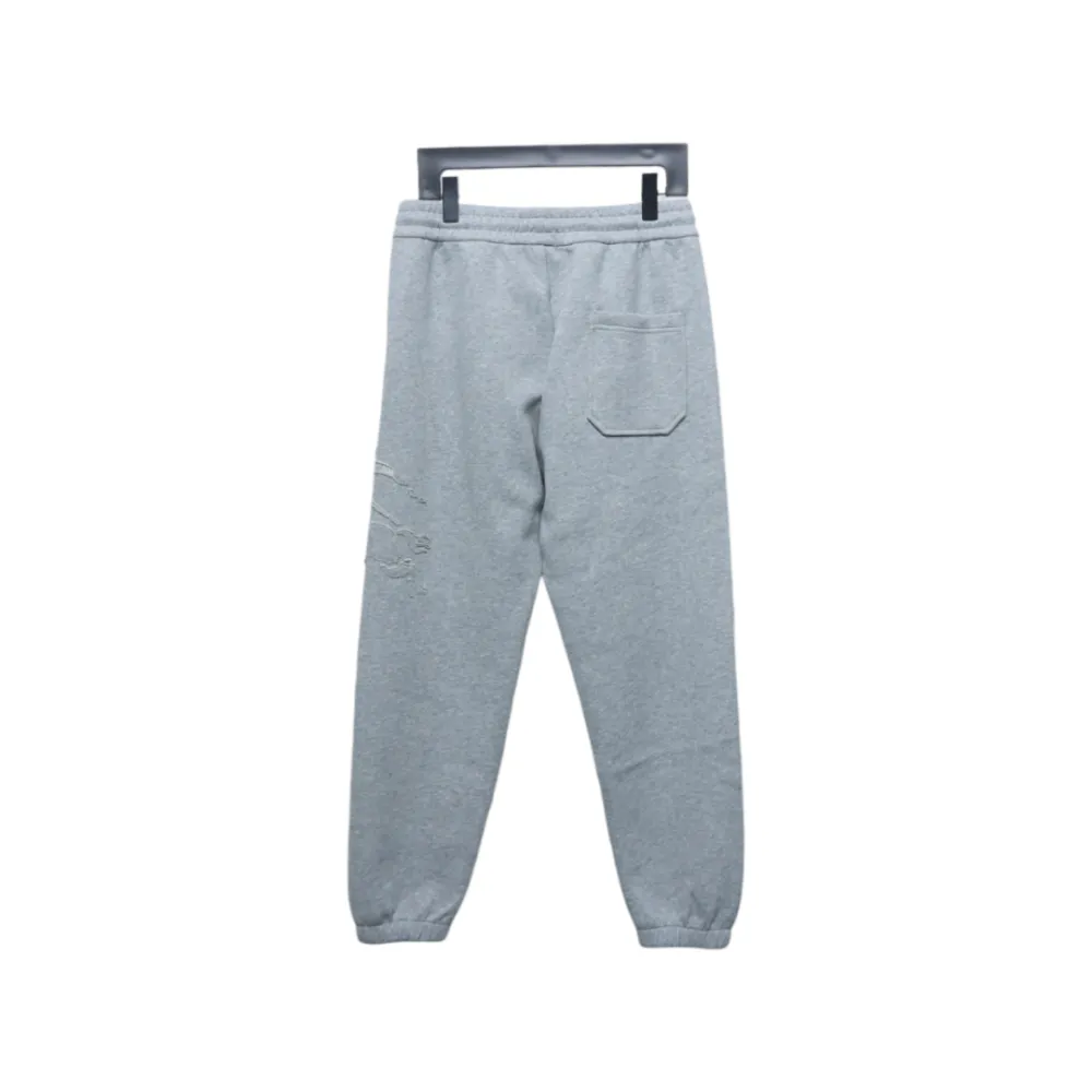Top Quality Burberry Embroidered Logo Sweatpants Grey 