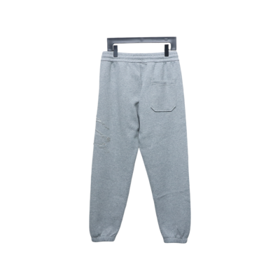 Top Quality Burberry Embroidered Logo Sweatpants Grey  02