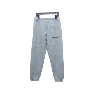 Top Quality Burberry Embroidered Logo Sweatpants Grey  02