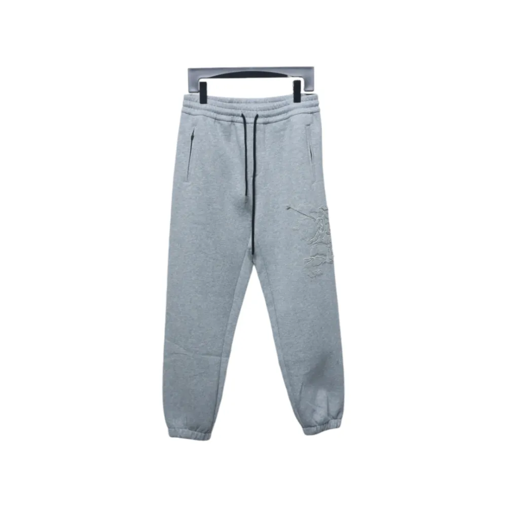 Top Quality Burberry Embroidered Logo Sweatpants Grey 