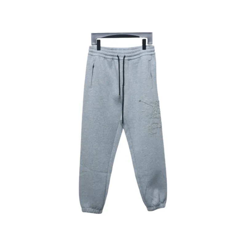 Top Quality Burberry Embroidered Logo Sweatpants Grey 