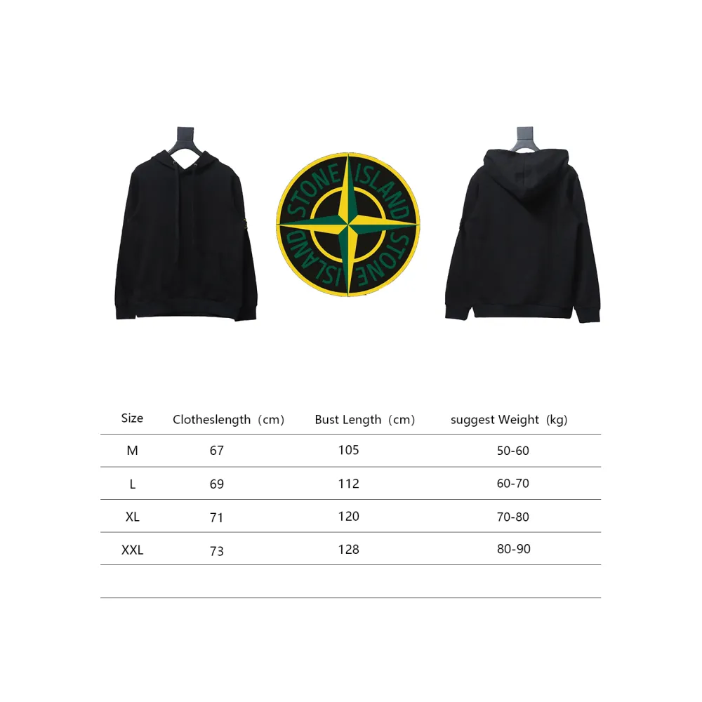Top Quality Stone Island Classic Cuffed Pocket Hoodie Black 