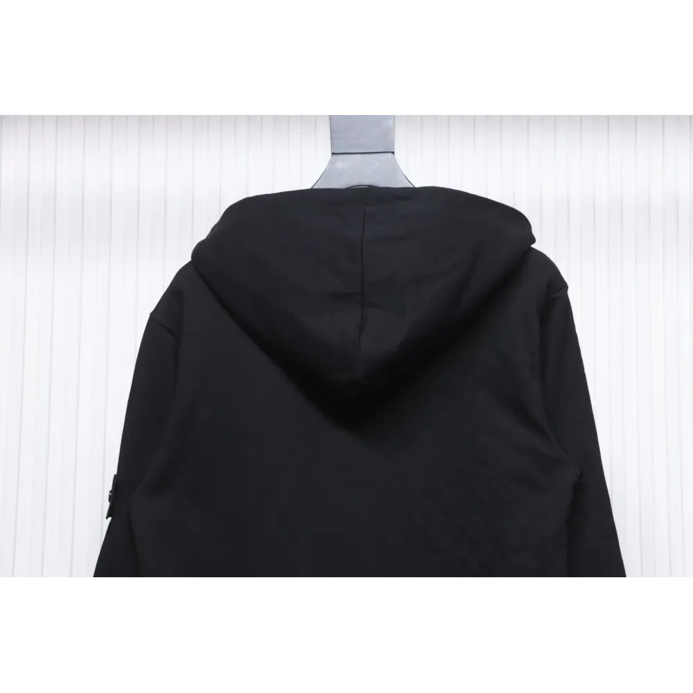Top Quality Stone Island Classic Cuffed Pocket Hoodie Black 