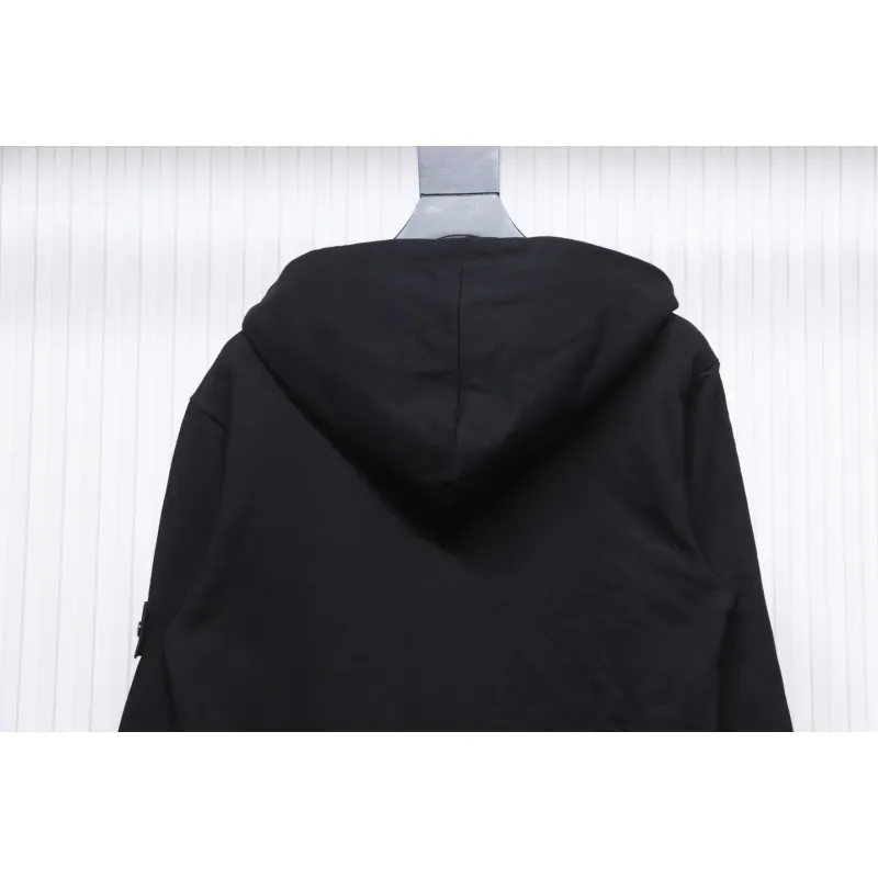 Top Quality Stone Island Classic Cuffed Pocket Hoodie Black 