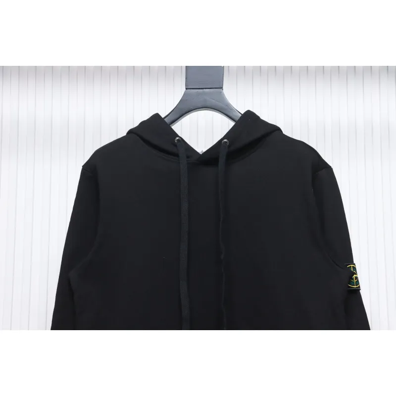 Top Quality Stone Island Classic Cuffed Pocket Hoodie Black 