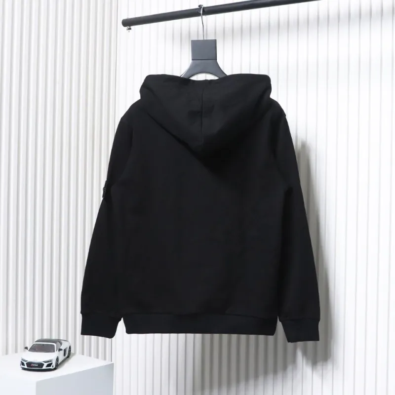 Top Quality Stone Island Classic Cuffed Pocket Hoodie Black 