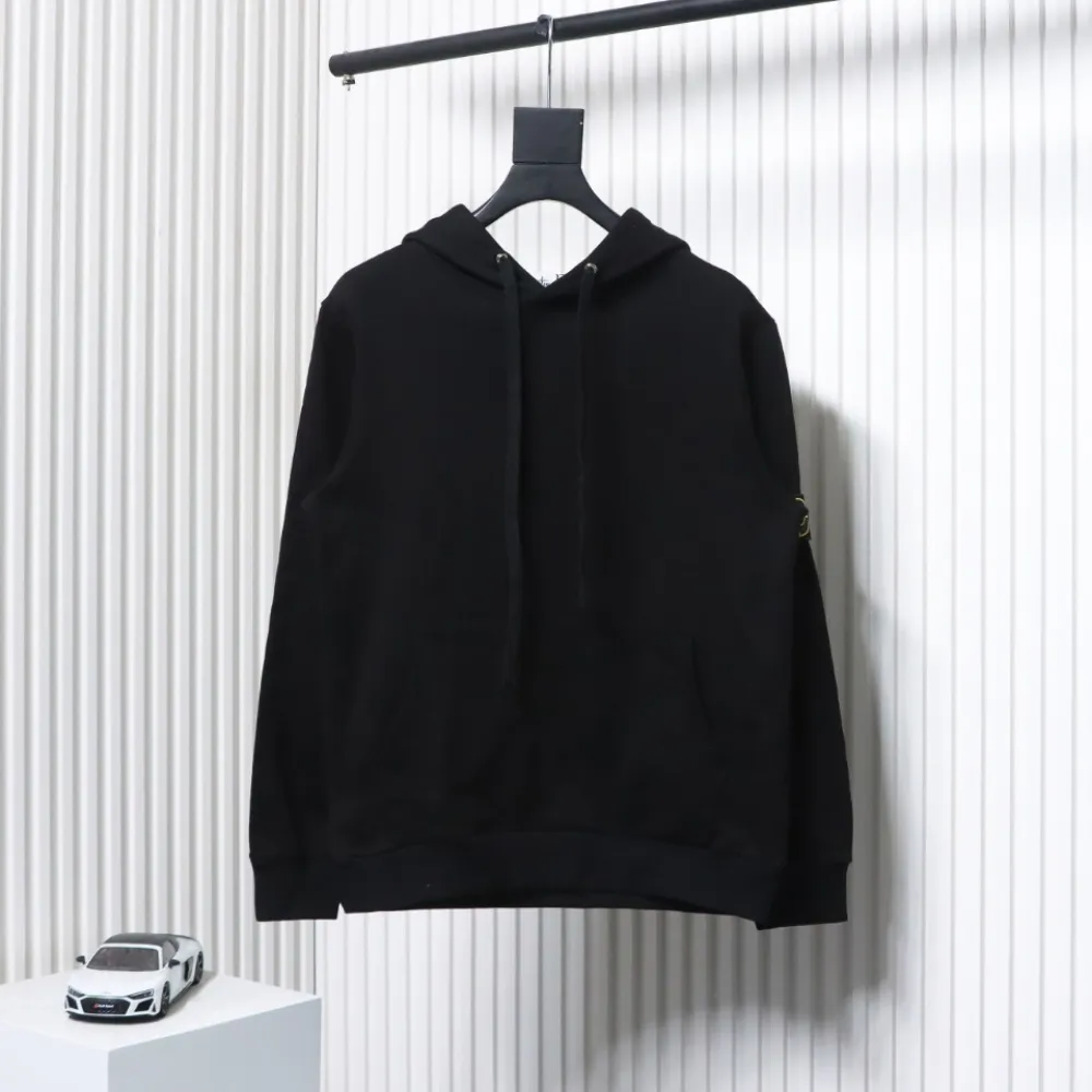 Top Quality Stone Island Classic Cuffed Pocket Hoodie Black 