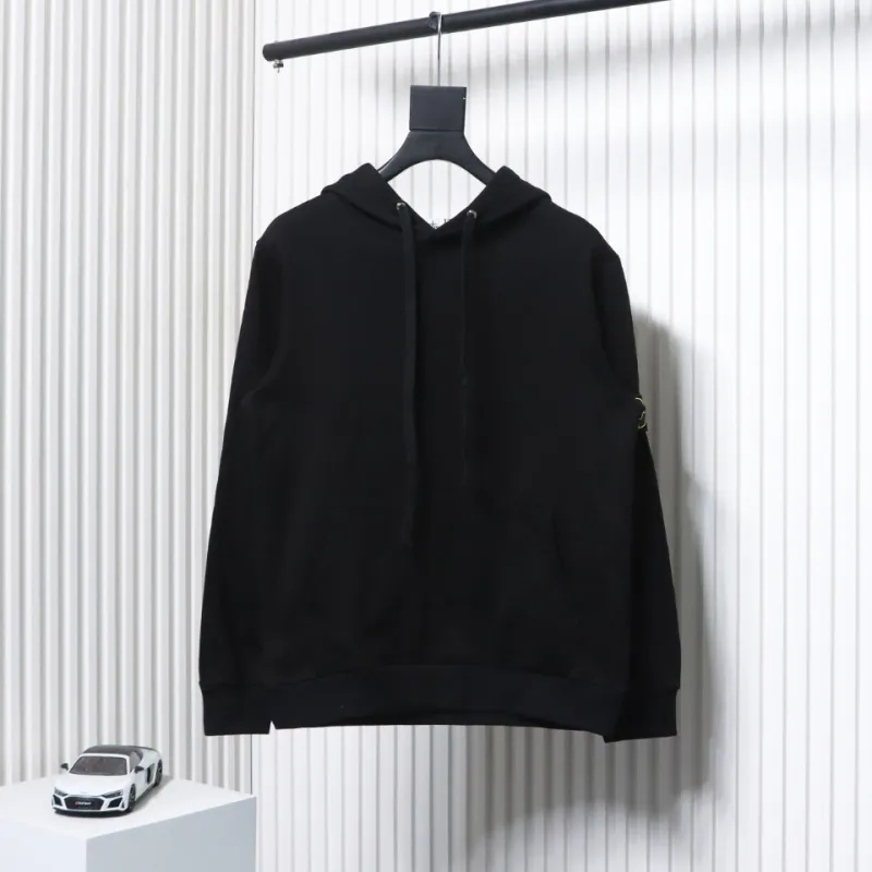 Top Quality Stone Island Classic Cuffed Pocket Hoodie Black 