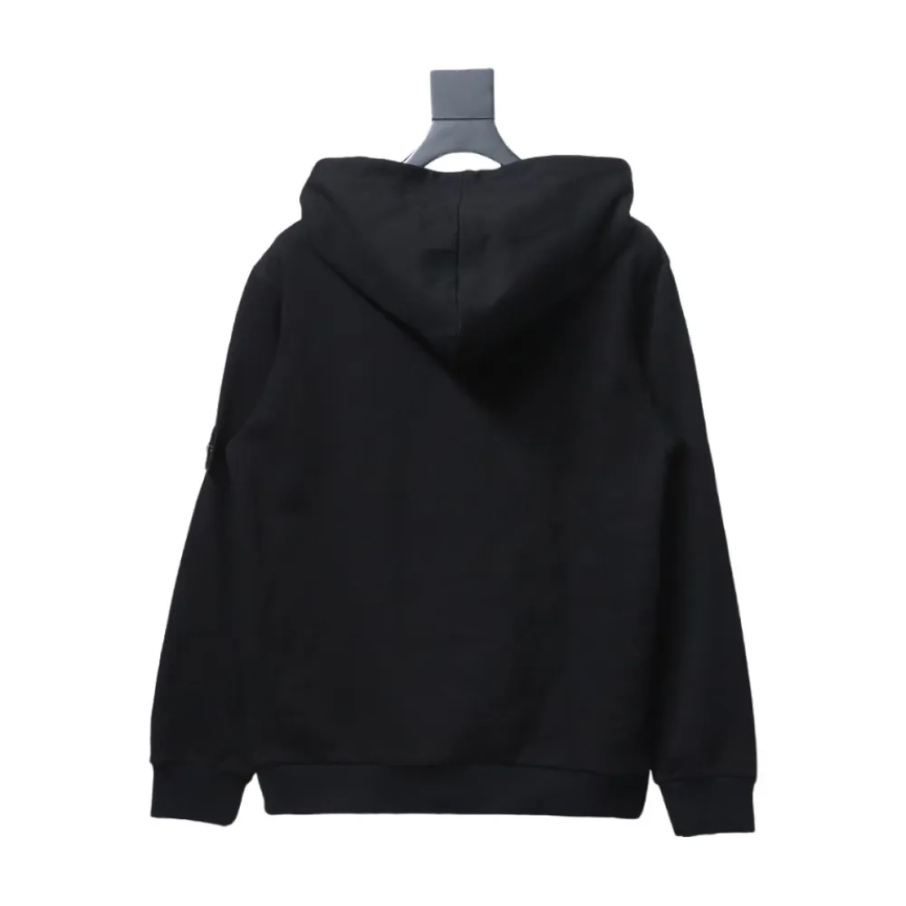 Top Quality Stone Island Classic Cuffed Pocket Hoodie Black 