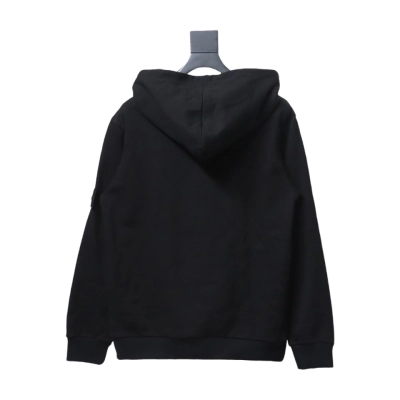 Top Quality Stone Island Classic Cuffed Pocket Hoodie Black  02