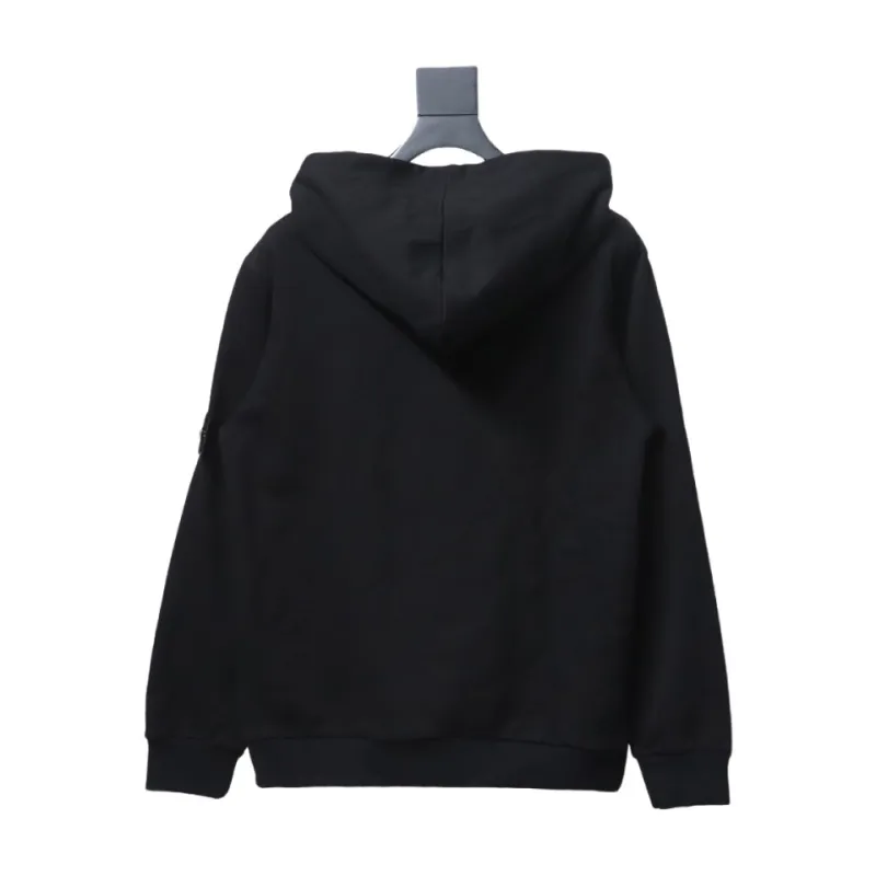 Top Quality Stone Island Classic Cuffed Pocket Hoodie Black 