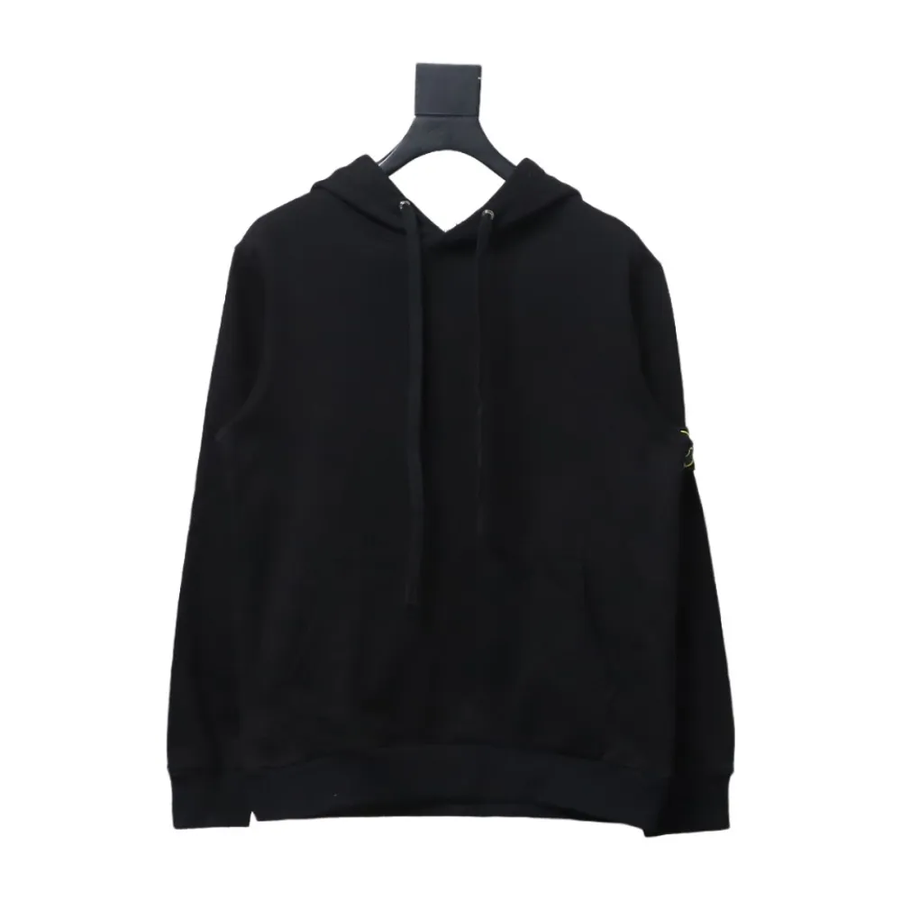 Top Quality Stone Island Classic Cuffed Pocket Hoodie Black 