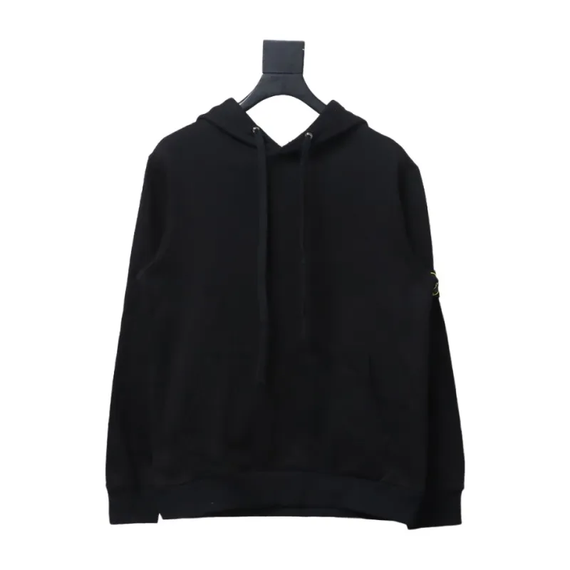 Top Quality Stone Island Classic Cuffed Pocket Hoodie Black 