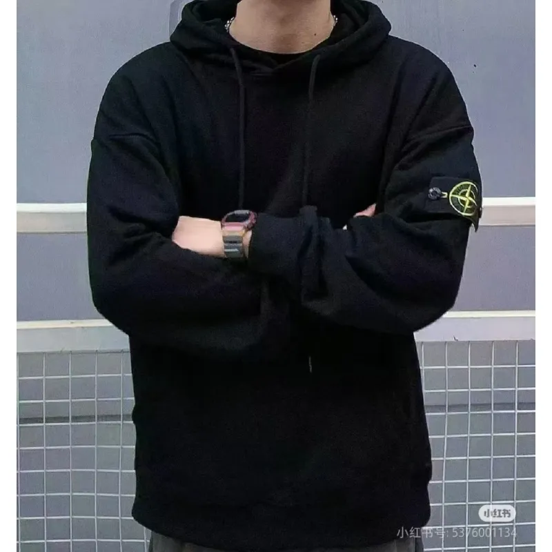 Top Quality Stone Island Classic Cuffed Pocket Hoodie Black 