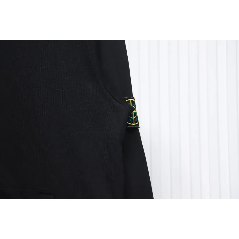 Top Quality Stone Island Classic Cuffed Pocket Hoodie Black 
